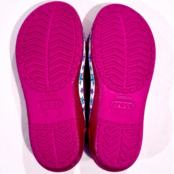 Crocs Disney Frozen Flats Girls 11 Genna Il Berry Glitter Anna Elsa Slingbacks - Picture 6 of 7